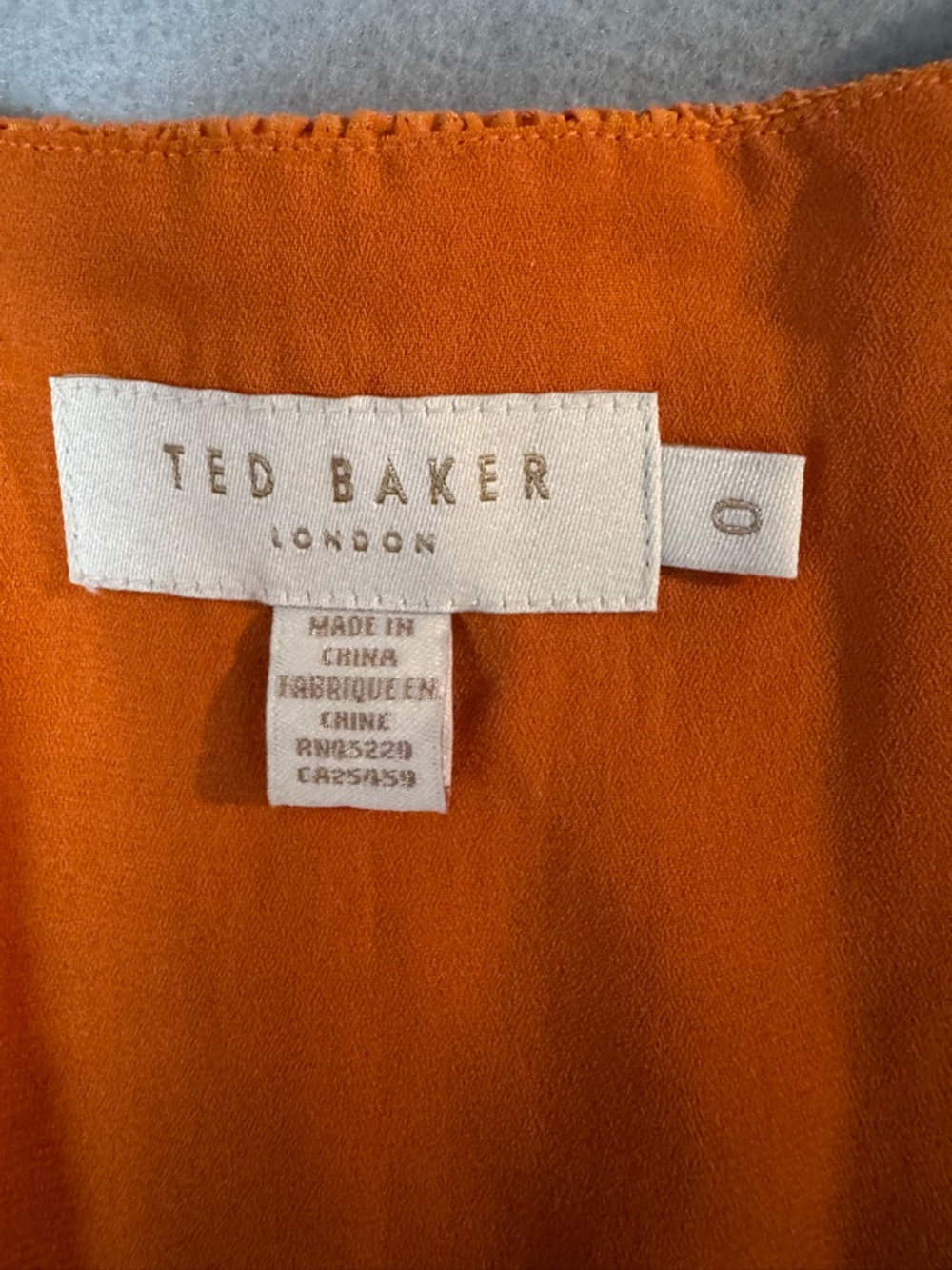 Ted Baker Orange Bow Front Mini Dress with Puff Sleeves - Picture 3 of 11